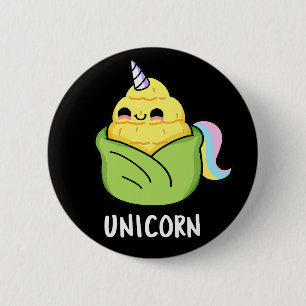 Unicorn Funny Baby Corn Pun Dark BG 6 Cm Round Badge