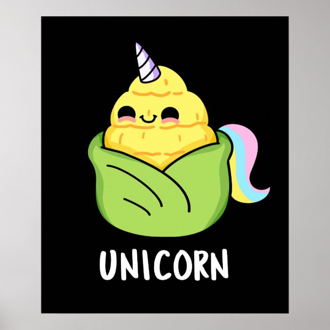 Unicorn Funny Baby Corn Pun Dark BG Poster (Front)