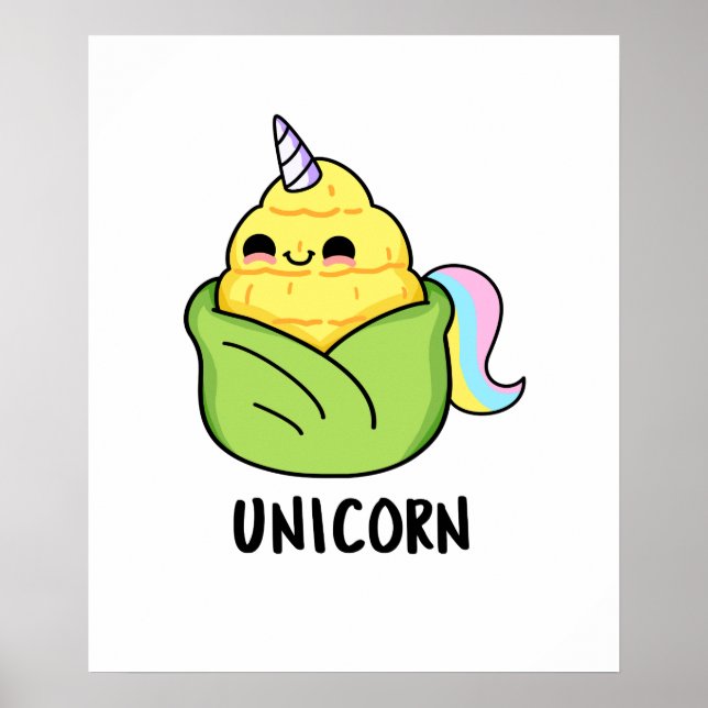 Unicorn Funny Baby Corn Pun Poster (Front)