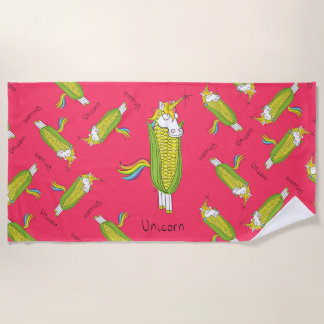 Unicorn Funny Corn Beach Towel