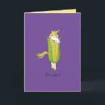 Unicorn Funny Corn Greeting Card<br><div class="desc">Write a magical corny joke or a note about how you fed corn to your pet unicorn!  The card has a contrasting colour inside that is easy to write on.</div>