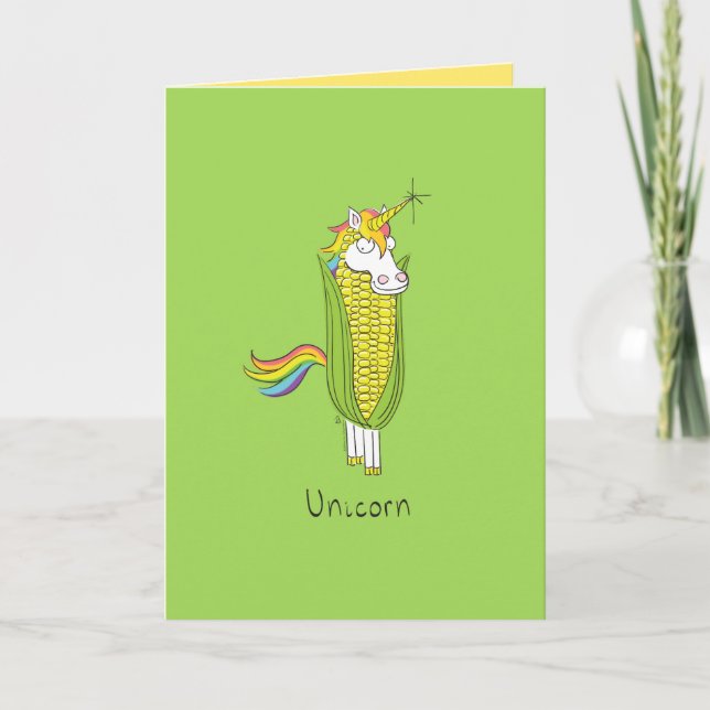 Unicorn Funny Corn Greeting Card (Front)