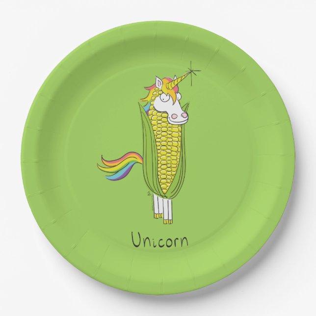 Unicorn Funny Cute Kids Paper Plate (Front)
