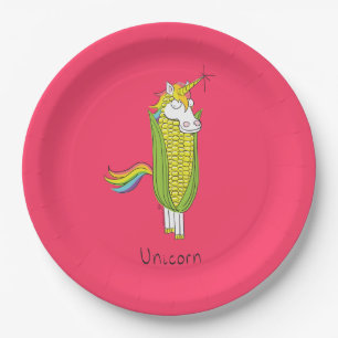 Unicorn Funny Cute Kids Paper Plate