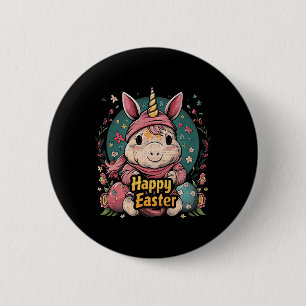 Unicorn - Funny Happy Easter - Egg Boys Girls Kids 6 Cm Round Badge