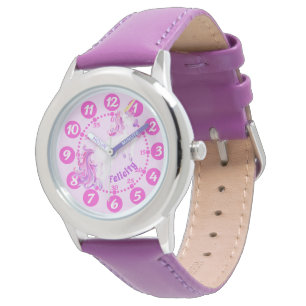 Unicorn gallop purple pink art easy read watch