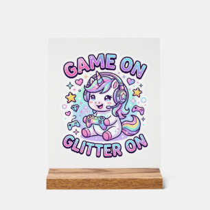 Unicorn Game On Glitter On Graphic Design Merch De Acrylic Sign