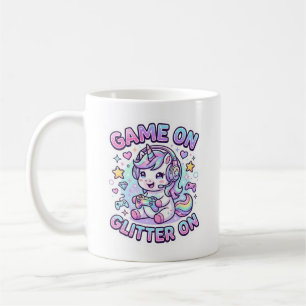 Unicorn Game On Glitter On Graphic Design Merch De Coffee Mug