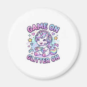 Unicorn Game On Glitter On Graphic Design Merch De Magnet