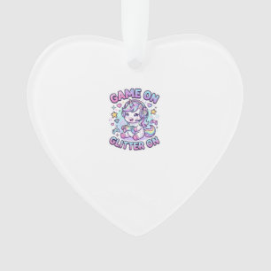 Unicorn Game On Glitter On Graphic Design Merch De Ornament