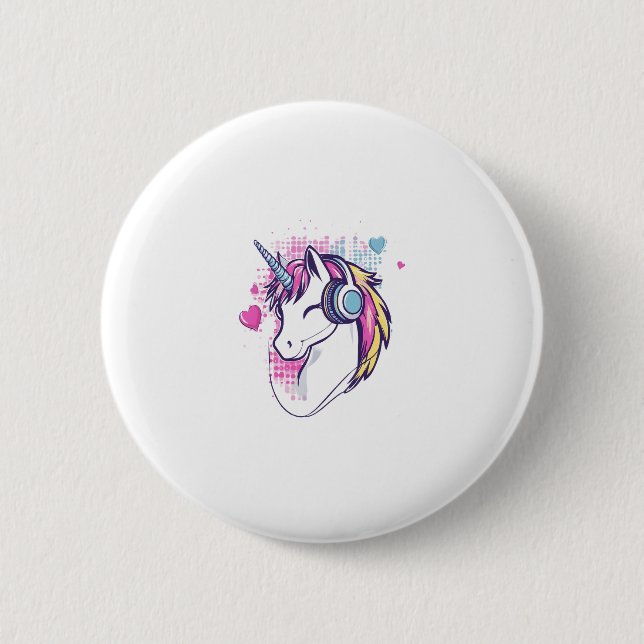 Unicorn Gamer Girl (1) 6 Cm Round Badge (Front)