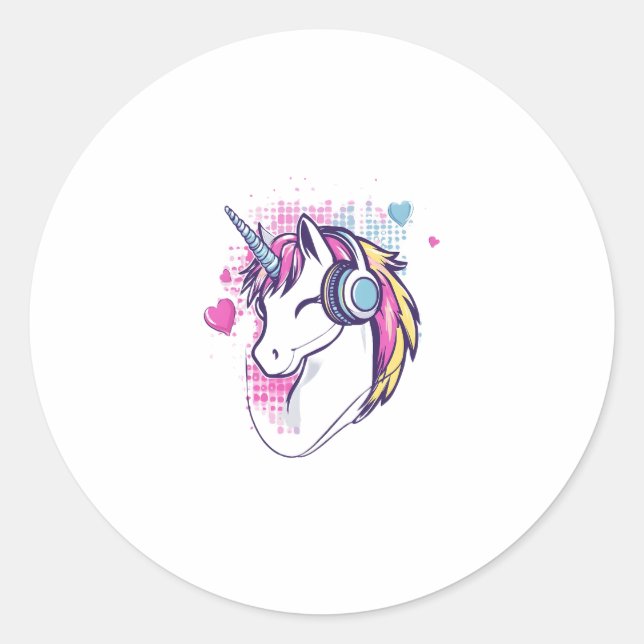 Unicorn Gamer Girl (1) Classic Round Sticker (Front)