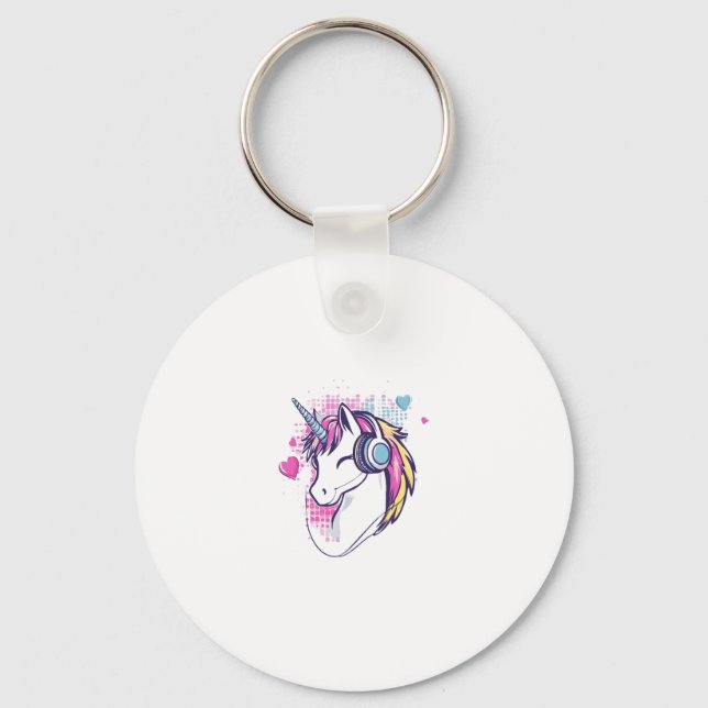 Unicorn Gamer Girl (1) Key Ring (Front)