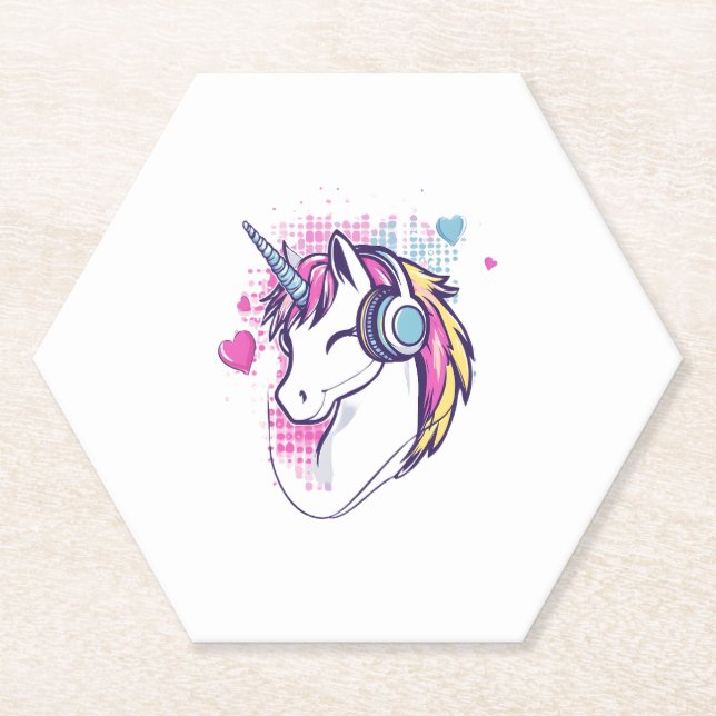 Unicorn Gamer Girl (1) Paper Coaster (Front)