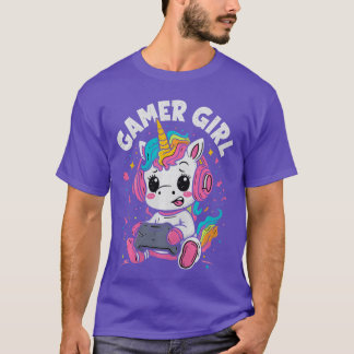 Unicorn Gamer Girl Video Game Controler Player Gam T-Shirt