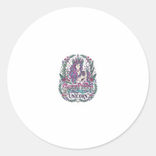 Unicorn Garden Witch Unicorn Colourful Apparel Gra Classic Round Sticker