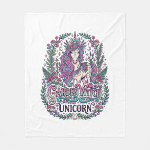Unicorn Garden Witch Unicorn Colourful Apparel Gra Fleece Blanket