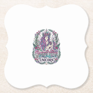 Unicorn Garden Witch Unicorn Colourful Apparel Gra Paper Coaster
