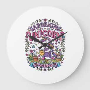 Unicorn Gardening Unicorn Commercial Cute Gift Des Large Clock