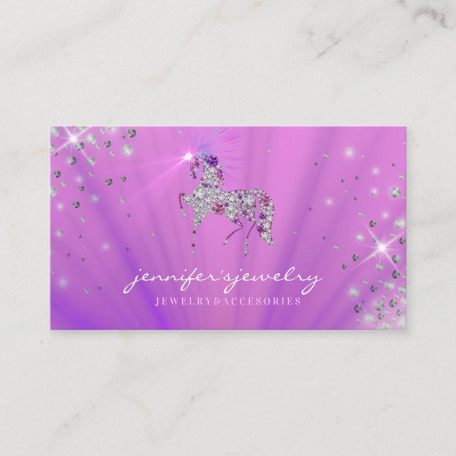 Unicorn gems diamonds jewellery Horse Business Card (Front)