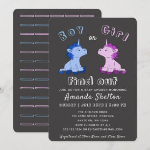 Unicorn Gender Reveal Baby Shower Invitation Card