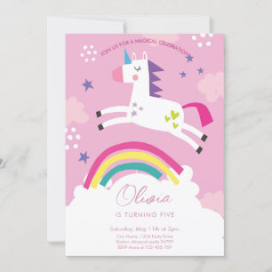 Unicorn Girl Birthday Invitation