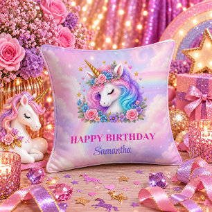 Unicorn Girl Birthday Magical Day Rainbow Dream Pi Cushion