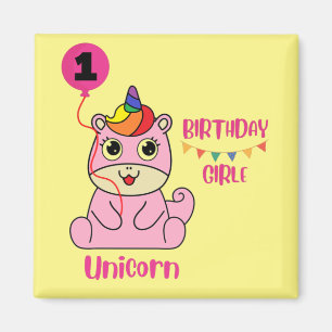 unicorn girl birthday magnet