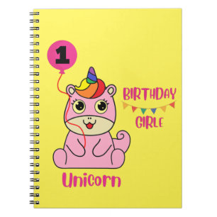 unicorn girl birthday notebook