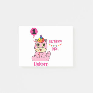 unicorn girl birthday post-it notes
