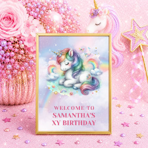 Unicorn Girl Birthday Sign Pastel Birthday Party