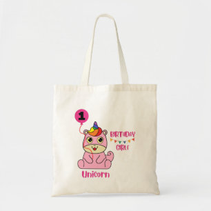 unicorn girl birthday tote bag
