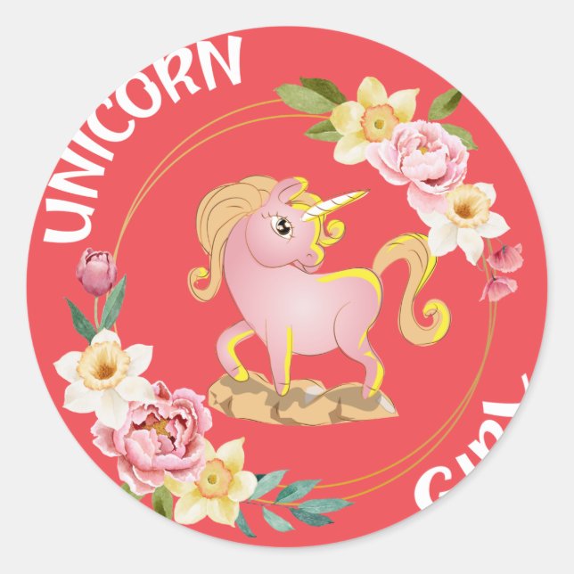 Unicorn Girl Illustration Sticker (Front)