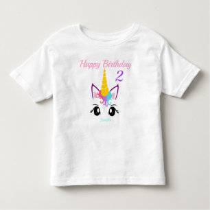 Unicorn Girls Birthday T-shirt Personalise NAME