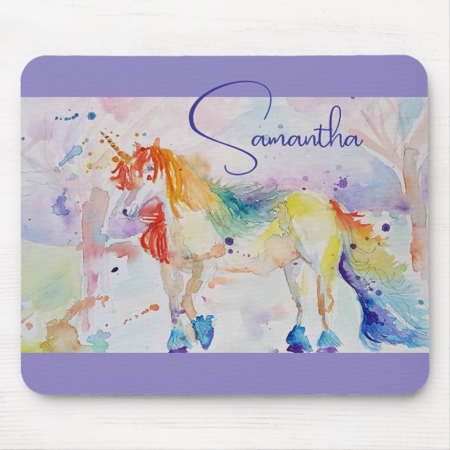 Unicorn Girls Customizable Name USB Stick Mouse Pad (Front)