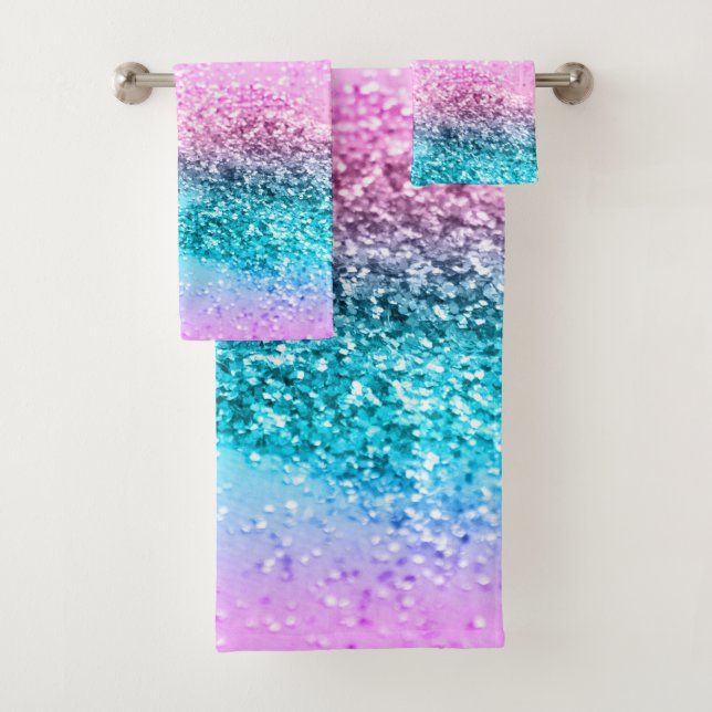 Unicorn Girls Glitter #16 Bath Towel Set (Insitu)