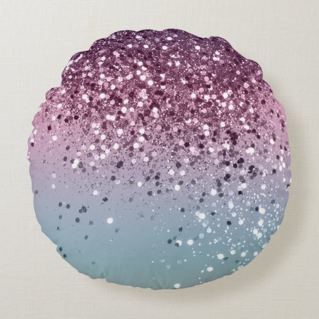 Unicorn Girls Glitter #6 #shiny #pastel Round Cushion (Front)