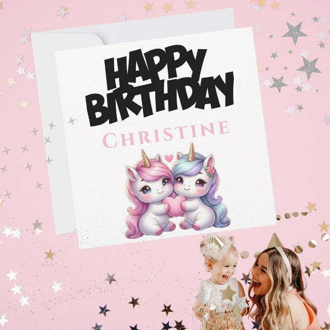 Unicorn Girly Happy Birthday Card (Unicorn Girly Happy Birthday Card)