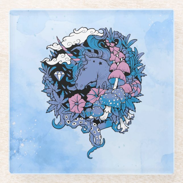 Unicorn Glass Coaster (Front)