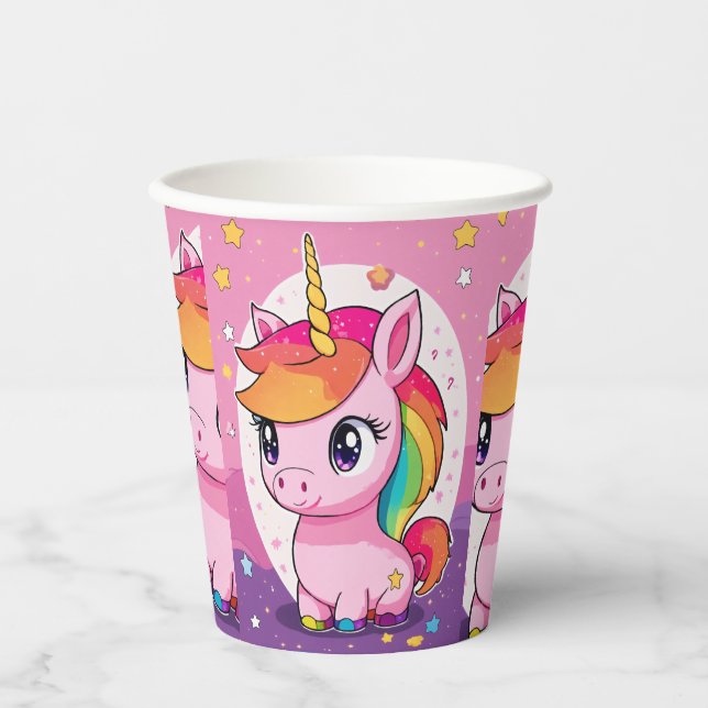 unicorn glass for party  paper cups (Front)
