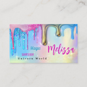 Unicorn Glitter Drips Business Card
