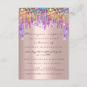 Unicorn Glitter Drips Rose Gold  Bridal Sweet 16th Invitation