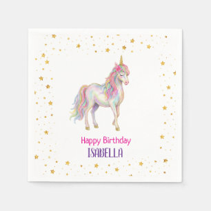 Unicorn Glitter Girls Birthday Napkin
