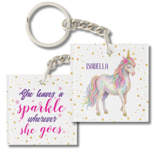 Unicorn Glitter Girls Key Ring
