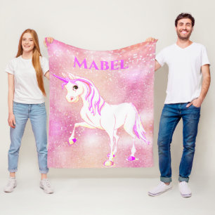 Unicorn Glitter Magical Pink Cute Personal Fleece Blanket