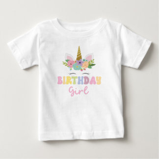 Unicorn Glitter Rainbow Birthday Girl Party Outfit Baby T-Shirt