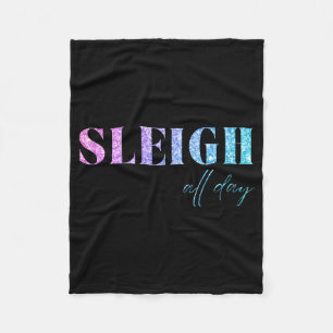 Unicorn Glitter Sleigh All Day Christmas Fleece Blanket