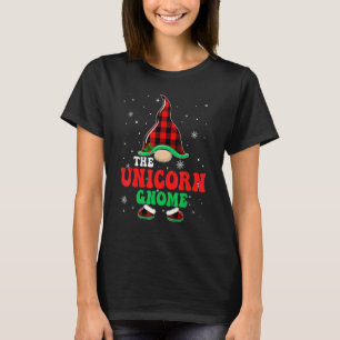 Unicorn Gnome Buffalo Plaid Matching Family Christ T-Shirt