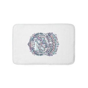 Unicorn Goal Getter Retro Style Graphic Tee Design Bath Mat