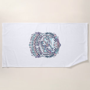 Unicorn Goal Getter Retro Style Graphic Tee Design Beach Towel